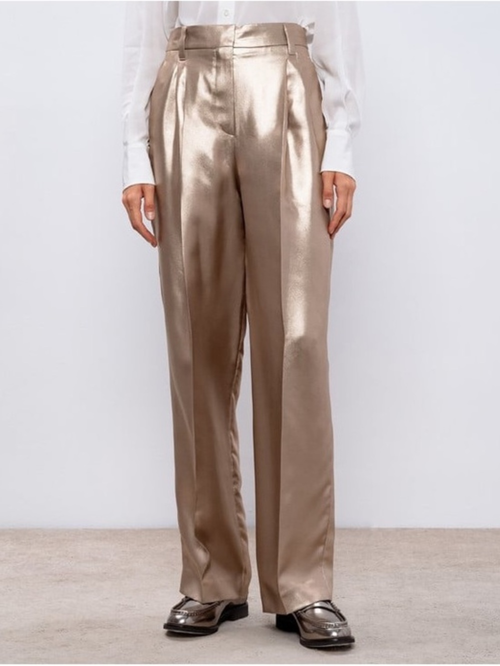 BRUNELLO CUCINELLI Golden Silk Trousers IT 42 US 6/8